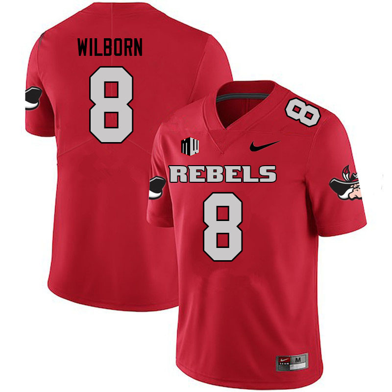 Men #8 Kylan Wilborn UNLV Rebels College Football Jerseys Sale-Scarlet